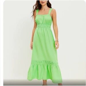 LOFT Vibrant Green Midi Dress